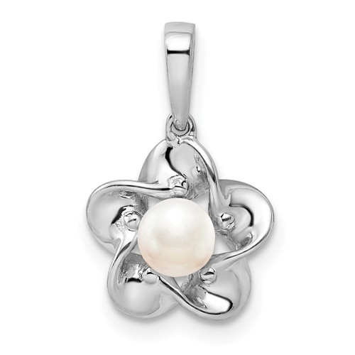 Lex & Lu Sterling Silver w/Rhodium Floral FWC Pearl Pendant - Lex & Lu