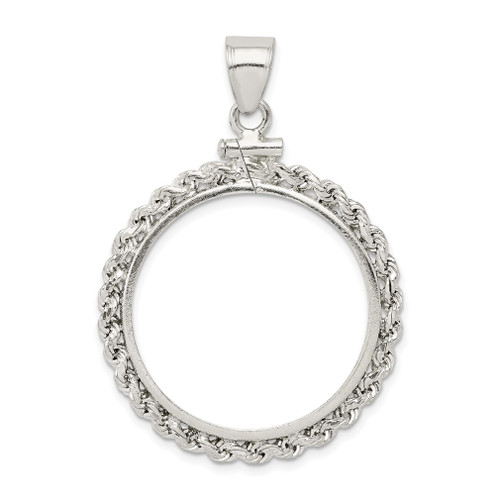 Lex & Lu Sterling Silver 26.4 x 1.8mm Susan B. Anthony Rope Coin Bezel Pendant - Lex & Lu