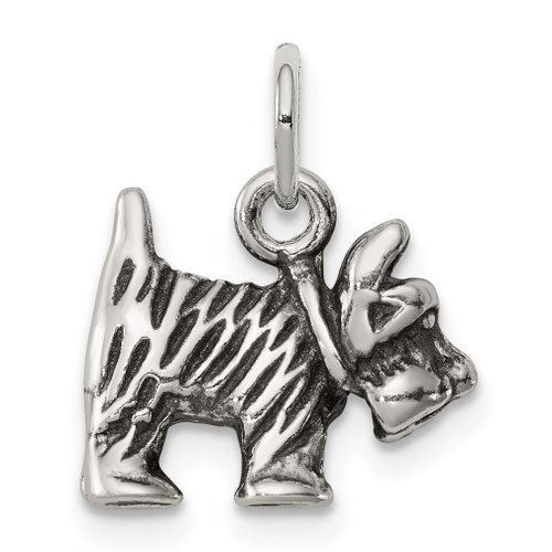 Lex & Lu Sterling Silver Antiqued Dog Charm LAL103753 - Lex & Lu