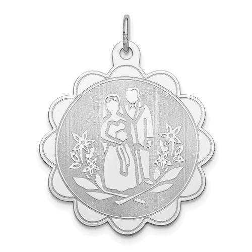 Lex & Lu Sterling Silver Bride & Groom Disc Charm - Lex & Lu