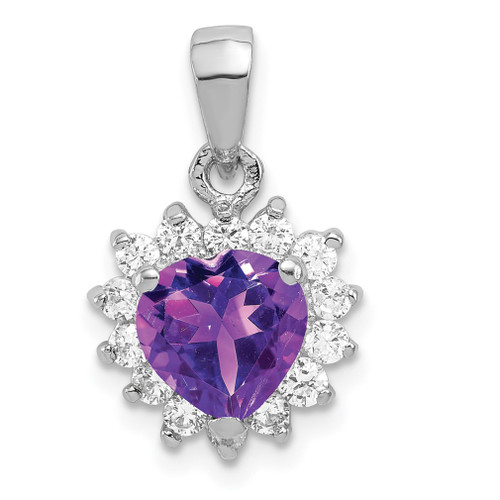 Lex & Lu Sterling Silver Amethyst & CZ Pendant LAL103898 - Lex & Lu