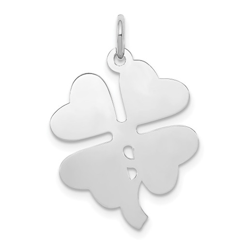 Lex & Lu Sterling Silver 4-leaf Clover Polished Disc Charm - Lex & Lu