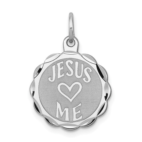 Lex & Lu Sterling Silver Jesus Loves Me Disc Charm - Lex & Lu