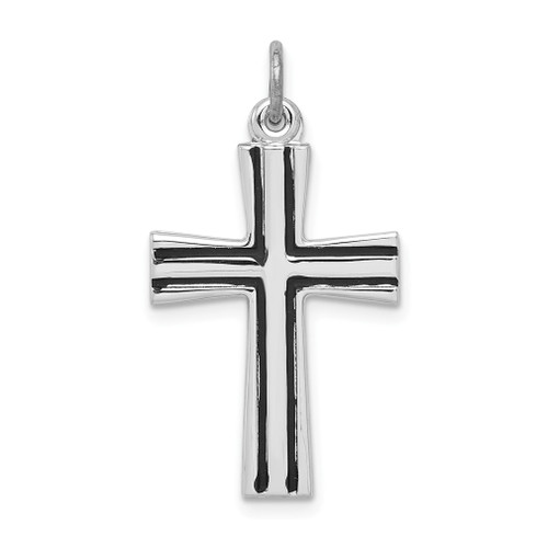 Lex & Lu Sterling Silver w/Rhodium Enameled Latin Cross Charm LAL104223 - Lex & Lu