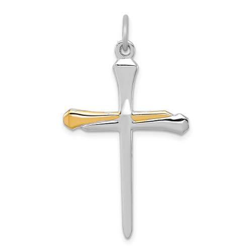 Lex & Lu Sterling Silver w/Rhodium & Vermeil Nail Cross Pendant - Lex & Lu