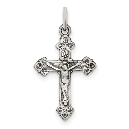 Lex & Lu Sterling Silver Antiqued INRI Crucifix Pendant LAL104292 - Lex & Lu