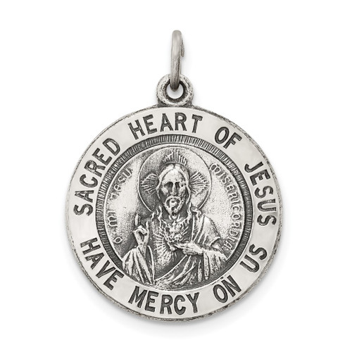 Lex & Lu Sterling Silver Sacred Heart of Jesus Medal LAL104308 - Lex & Lu