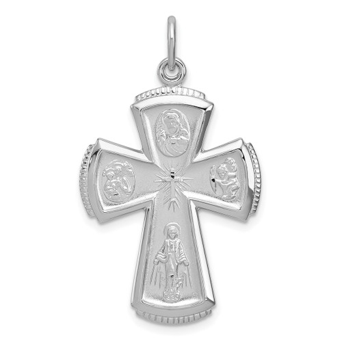 Lex & Lu Sterling Silver w/Rhodium Satin Cross Pendant - Lex & Lu