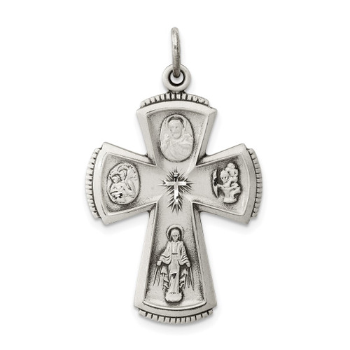 Lex & Lu Sterling Silver Antiqued Cross Pendant LAL104315 - Lex & Lu