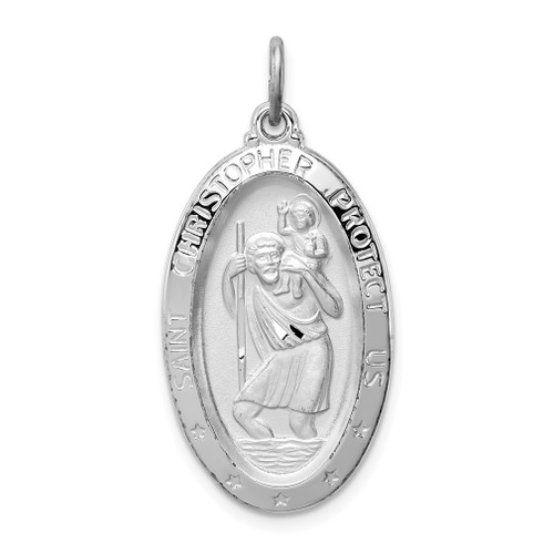 Lex & Lu Sterling Silver w/Rhodium St. Christopher Medal LAL104370 - Lex & Lu