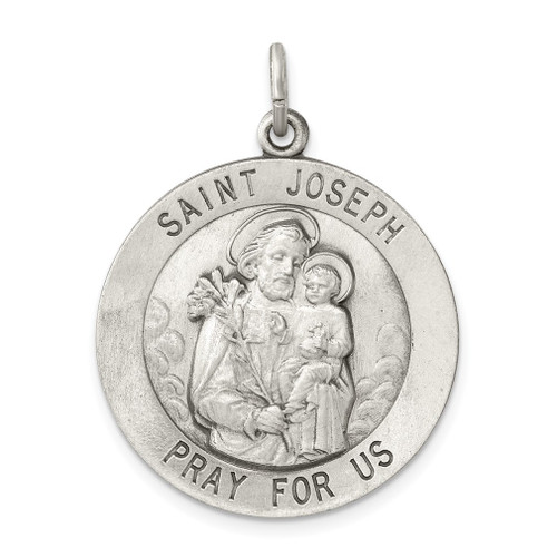 Lex & Lu Sterling Silver Antiqued Saint Joseph Medal LAL104405 - Lex & Lu