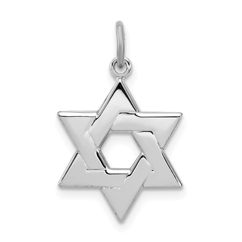 Lex & Lu Sterling Silver w/Rhodium Star of David Charm LAL104449 - Lex & Lu