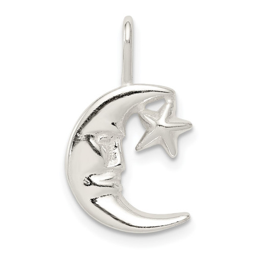 Lex & Lu Sterling Silver Moon w/Star Charm LAL104529 - Lex & Lu