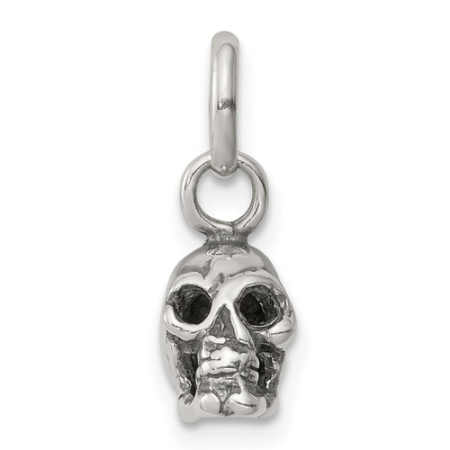 Lex & Lu Sterling Silver Antiqued Skull Charm - Lex & Lu