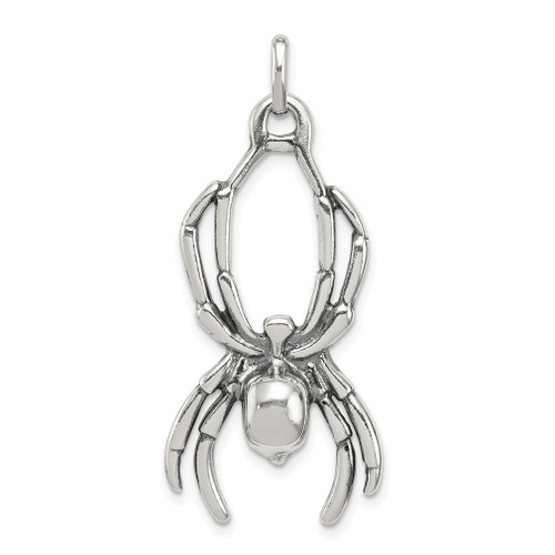 Lex & Lu Sterling Silver Antiqued Spider Pendant - Lex & Lu