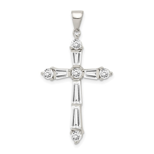 Lex & Lu Sterling Silver CZ Cross Pendant LAL104689 - Lex & Lu