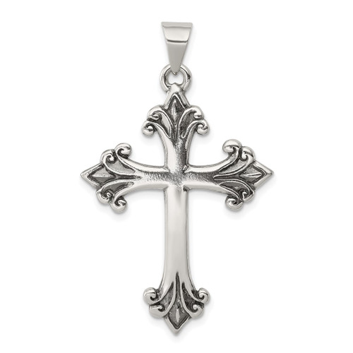 Lex & Lu Sterling Silver Fleur De Lis Cross Pendant LAL104694 - Lex & Lu