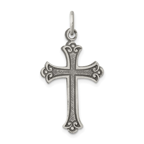 Lex & Lu Sterling Silver Antiqued Cross Pendant LAL104764 - Lex & Lu