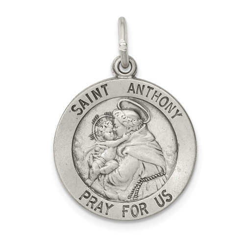 Lex & Lu Sterling Silver Antiqued Saint Anthony Medal LAL104796 - Lex & Lu