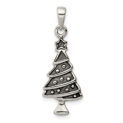 Lex & Lu Sterling Silver Christmas Tree Pendant - Lex & Lu