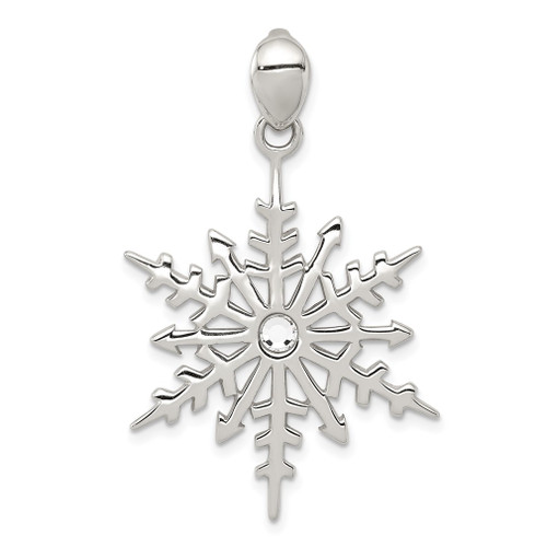 Lex & Lu Sterling Silver Snowflake w/Stellux Crystal Pendant - Lex & Lu
