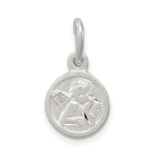 Lex & Lu Sterling Silver D/C Cherub Disk Charm - Lex & Lu