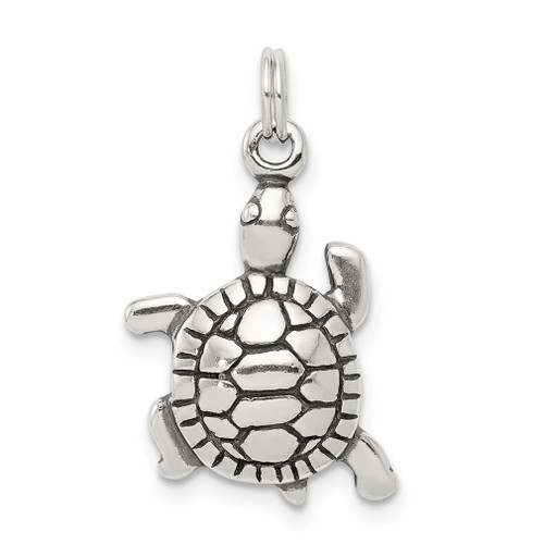 Lex & Lu Sterling Silver Antique Turtle Charm - Lex & Lu