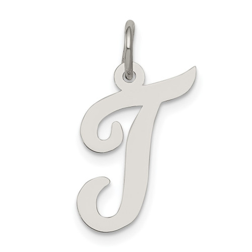 Lex & Lu Sterling Silver Medium Script Initial T Charm - Lex & Lu