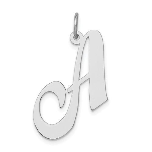 Lex & Lu Sterling Silver Large Fancy Script Initial A Charm - Lex & Lu