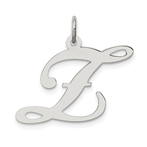 Lex & Lu Sterling Silver Large Fancy Script Initial Z Charm - Lex & Lu