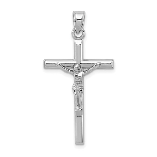 Lex & Lu Sterling Silver w/Rhodium Polished Crucifix Pendant - Lex & Lu