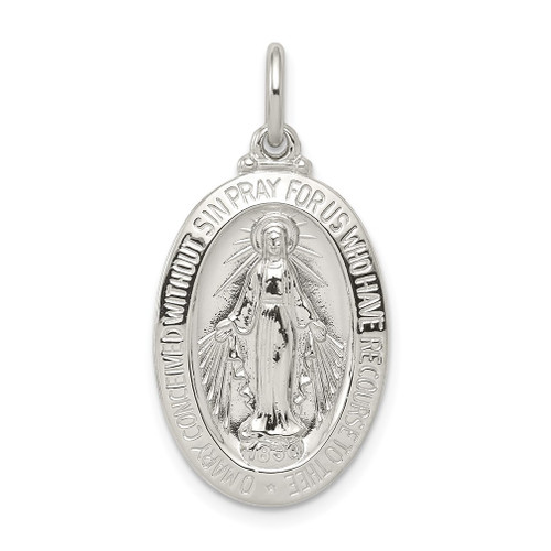 Lex & Lu Sterling Silver Miraculous Medal LAL105287 - Lex & Lu