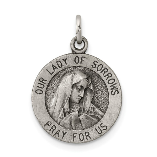 Lex & Lu Sterling Silver Antiqued Our Lady of Sorrows Medal - Lex & Lu