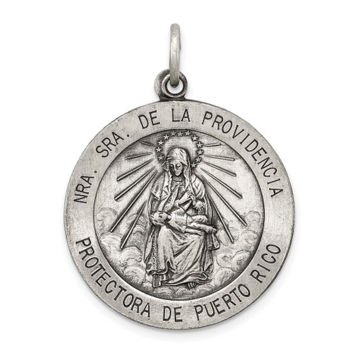 Lex & Lu Sterling Silver Antiqued De La Providencia Medal LAL105319 - Lex & Lu