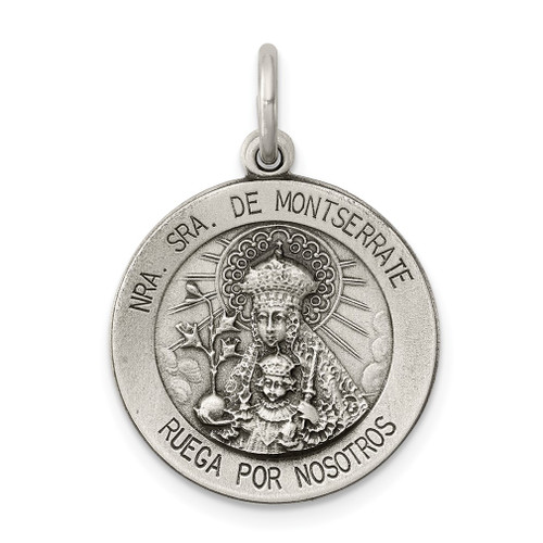 Lex & Lu Sterling Silver Antiqued Lady Of Montserrate Medal - Lex & Lu