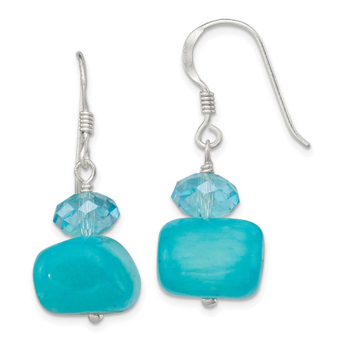 Lex & Lu Sterling Silver Aquamarine Crystal and Blue Jade Earrings - Lex & Lu
