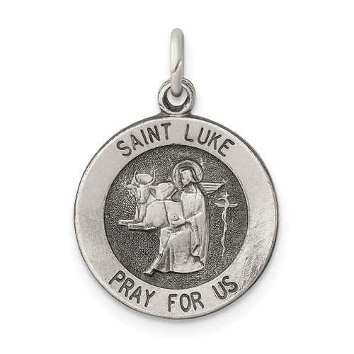 Lex & Lu Sterling Silver Antiqued Saint Luke Medal LAL105371 - Lex & Lu