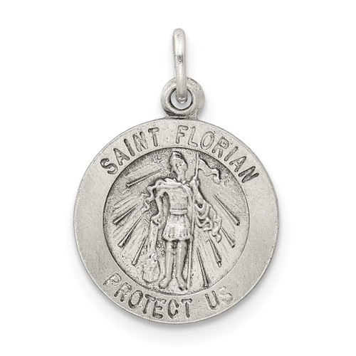Lex & Lu Sterling Silver Antiqued Saint Florian Medal LAL105389 - Lex & Lu