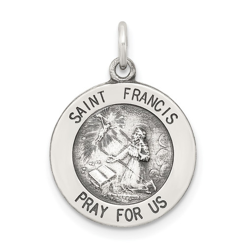 Lex & Lu Sterling Silver Antiqued Saint Francis Medal LAL105391 - Lex & Lu