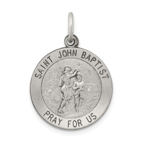 Lex & Lu Sterling Silver Antiqued Saint John the Baptist Medal LAL105401 - Lex & Lu