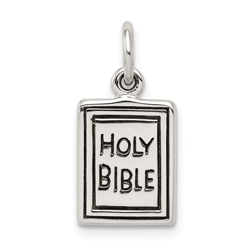 Lex & Lu Sterling Silver Antiqued Holy Bible Charm - Lex & Lu