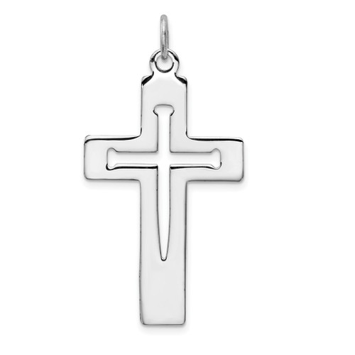 Lex & Lu Sterling Silver w/Rhodium Latin Cross Pendant LAL105459 - Lex & Lu