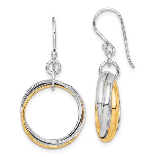 Lex & Lu Sterling Silver Gold-Plated Triple Circle Dangle Earrings - Lex & Lu