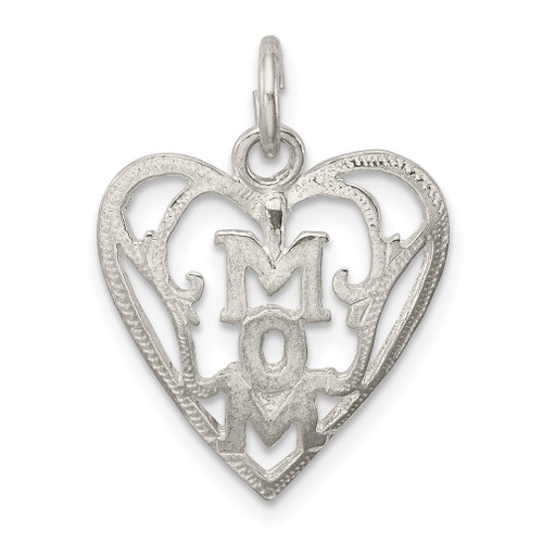 Lex & Lu Sterling Silver Mom in Heart Pendant - Lex & Lu