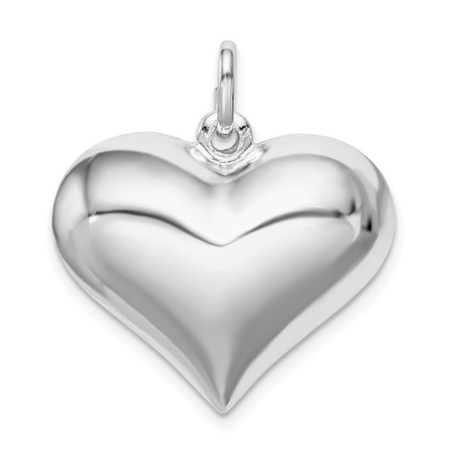 Lex & Lu Sterling Silver w/Rhodium Puffed Heart Pendant LAL105517 - Lex & Lu