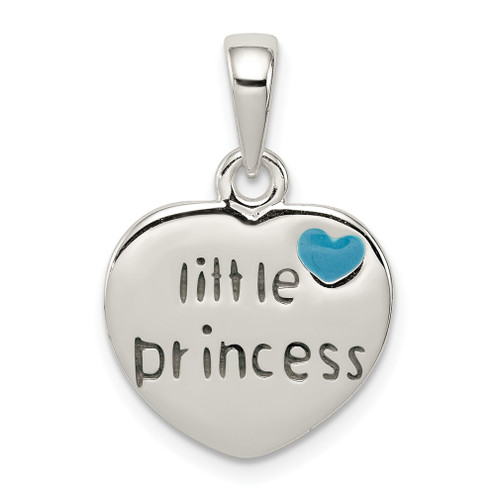 Lex & Lu Sterling Silver Enameled Little Princess Heart Pendant - Lex & Lu