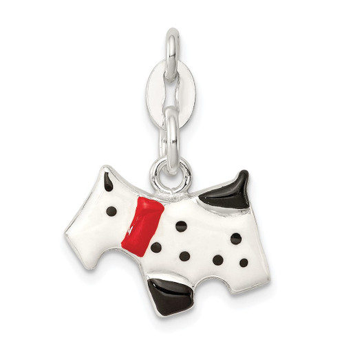 Lex & Lu Sterling Silver Enameled Scottie Dog Charm - Lex & Lu