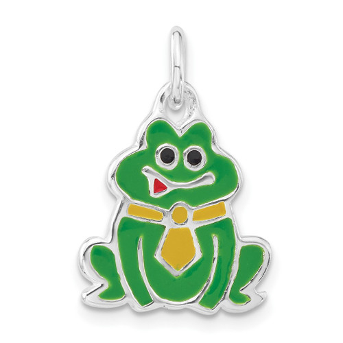 Lex & Lu Sterling Silver Enameled Frog Charm - Lex & Lu