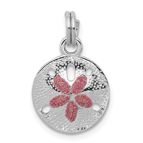 Lex & Lu Sterling Silver Rhodium-platedEnamel Sand Dollar Charm - Lex & Lu