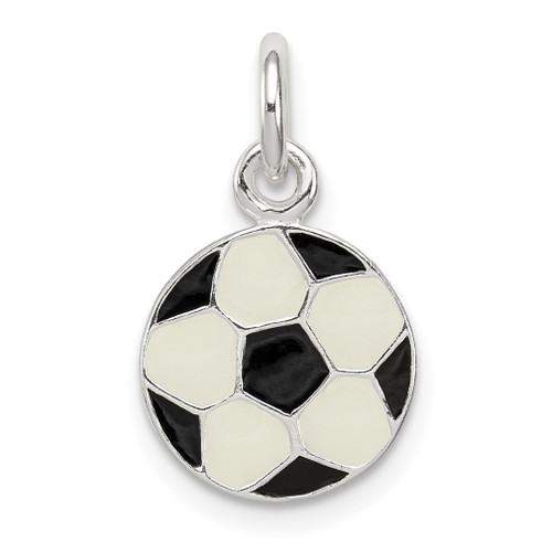 Lex & Lu Sterling Silver Enameled Soccer Ball Charm LAL105796 - Lex & Lu